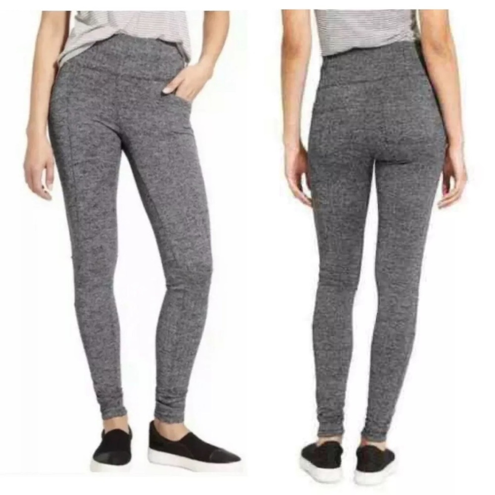 Athleta Metro Leggings Gray Herringbone Textured High Waisted S